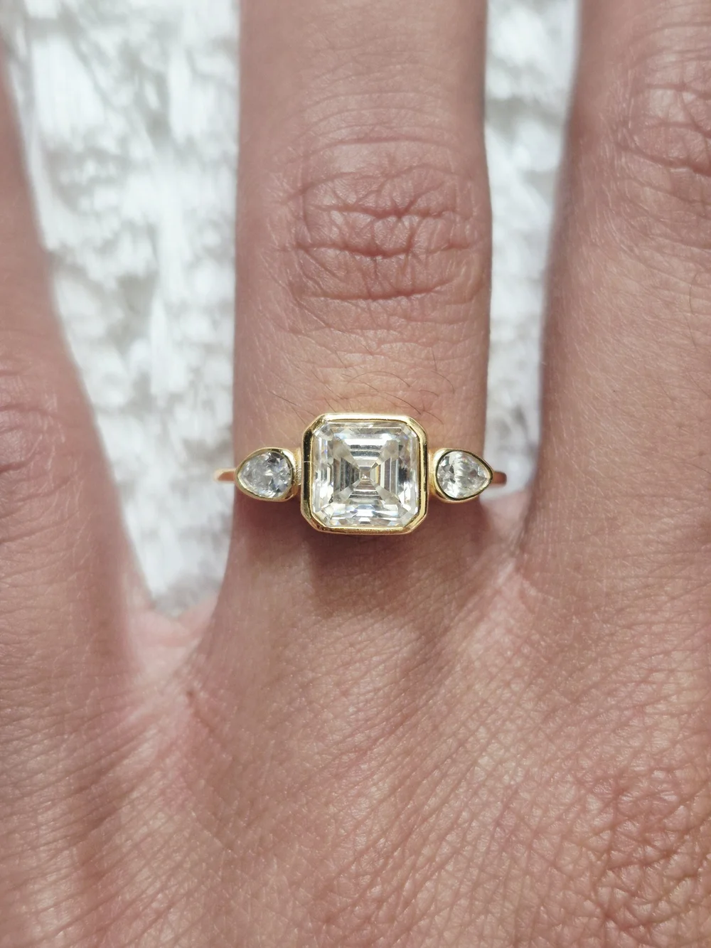 14k Yellow Gold Plated Three Stone Ring
